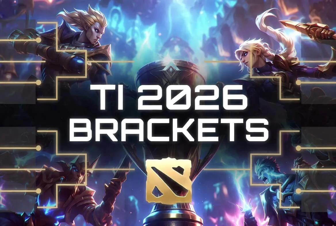 TI 2026 bracket and standings layout for the Shanghai group stage and playoffs